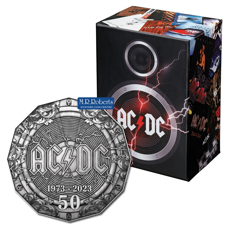 50c 2023 50th Anniversary of AC/DC Silver Antiqued Coin
