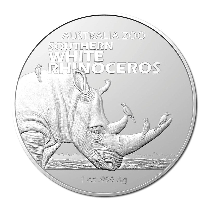 $1 2023 Australia Zoo - Southern White Rhinoceros 1oz Silver UNC