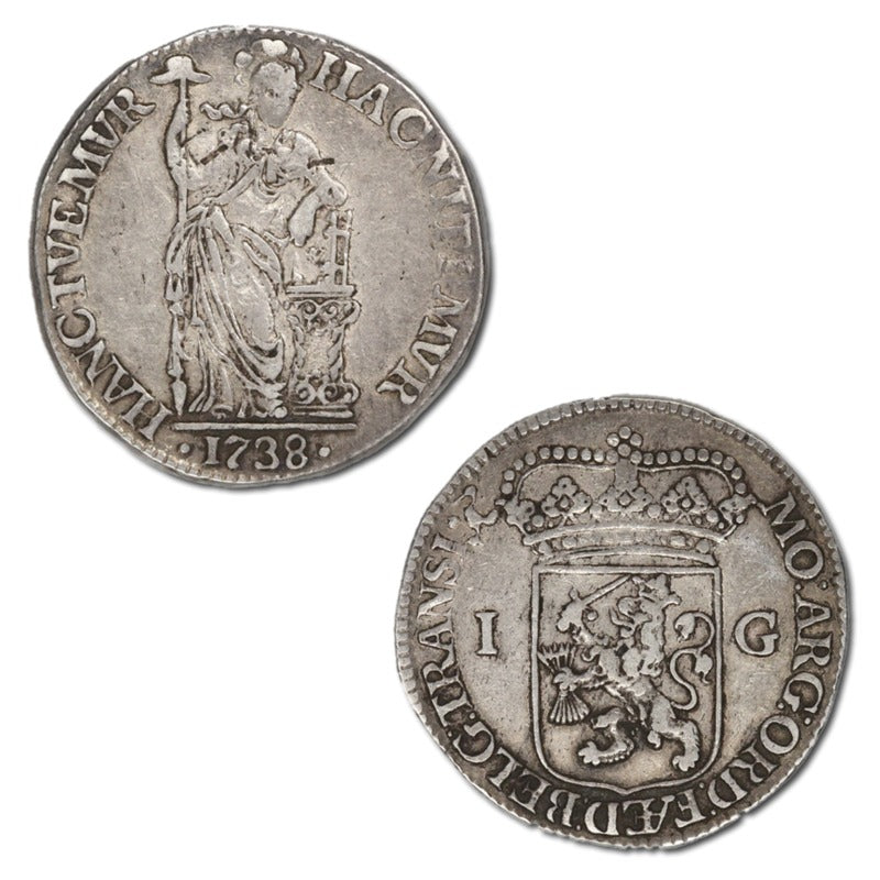 Netherlands 1738 Overyssel Silver 1 Gulden VF