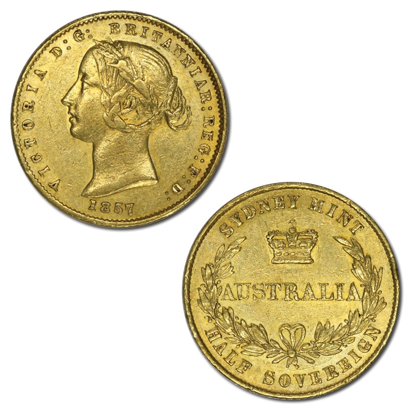 1857 Sydney Mint Gold Half Sovereign nEF/EF