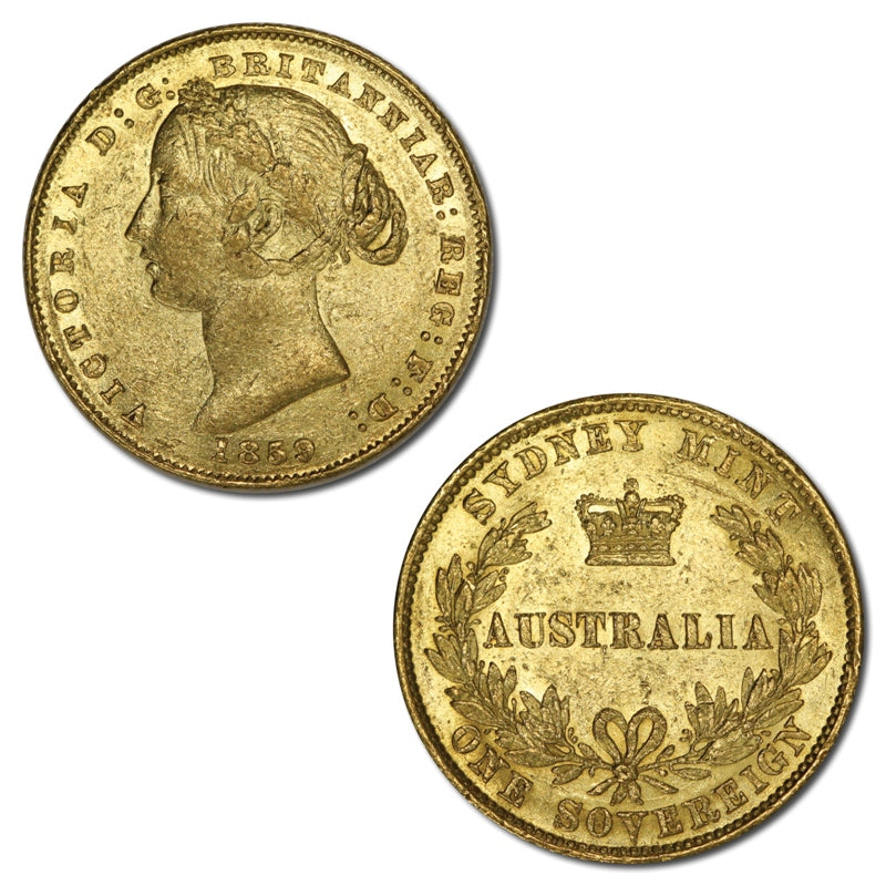 1859 Sydney Mint Type II Gold Sovereign VF/VF+