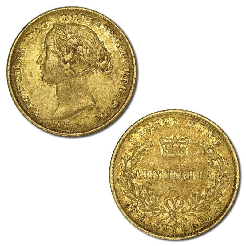 1861 Sydney Mint Type II Gold Sovereign F/F+
