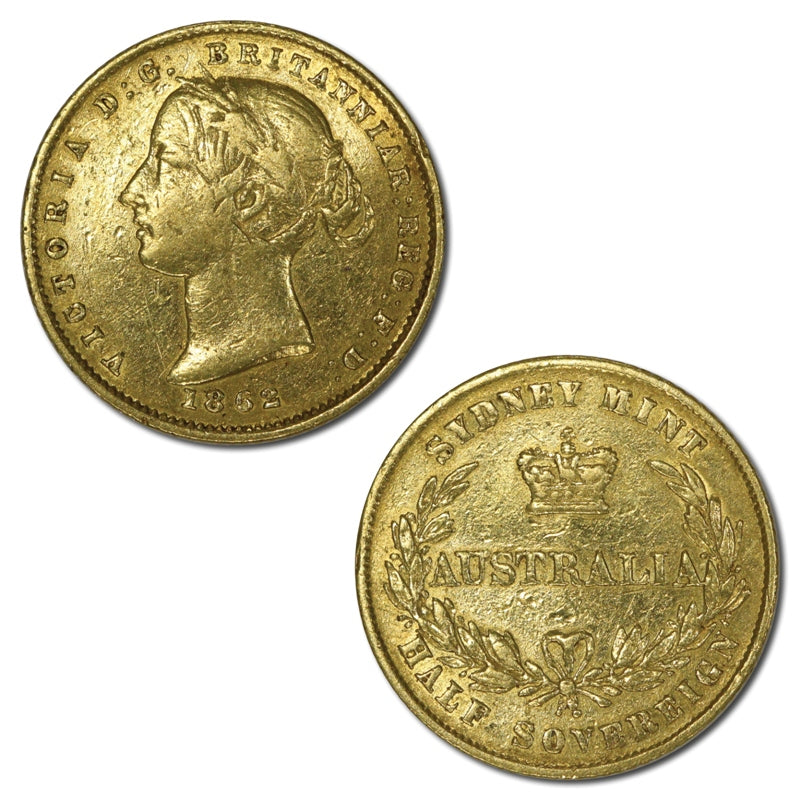 1862 Sydney Mint Gold Half Sovereign FINE+/nVF