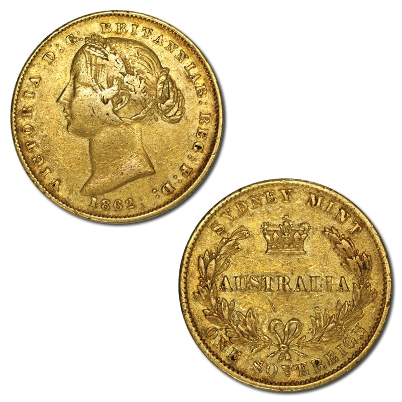 1862 Sydney Mint Type II Gold Sovereign Fine