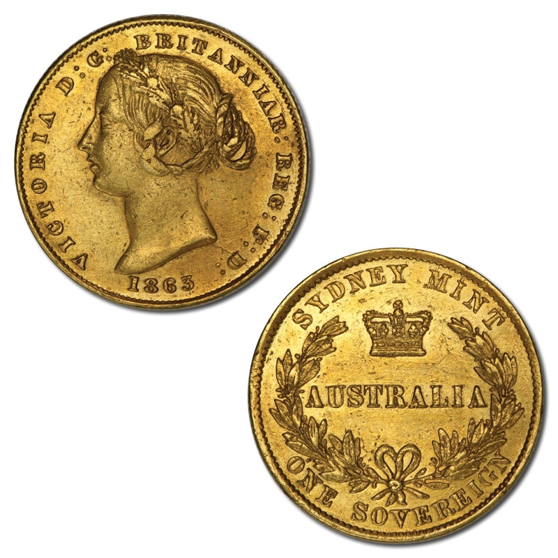 1863 Sydney Mint Type II Gold Sovereign VF