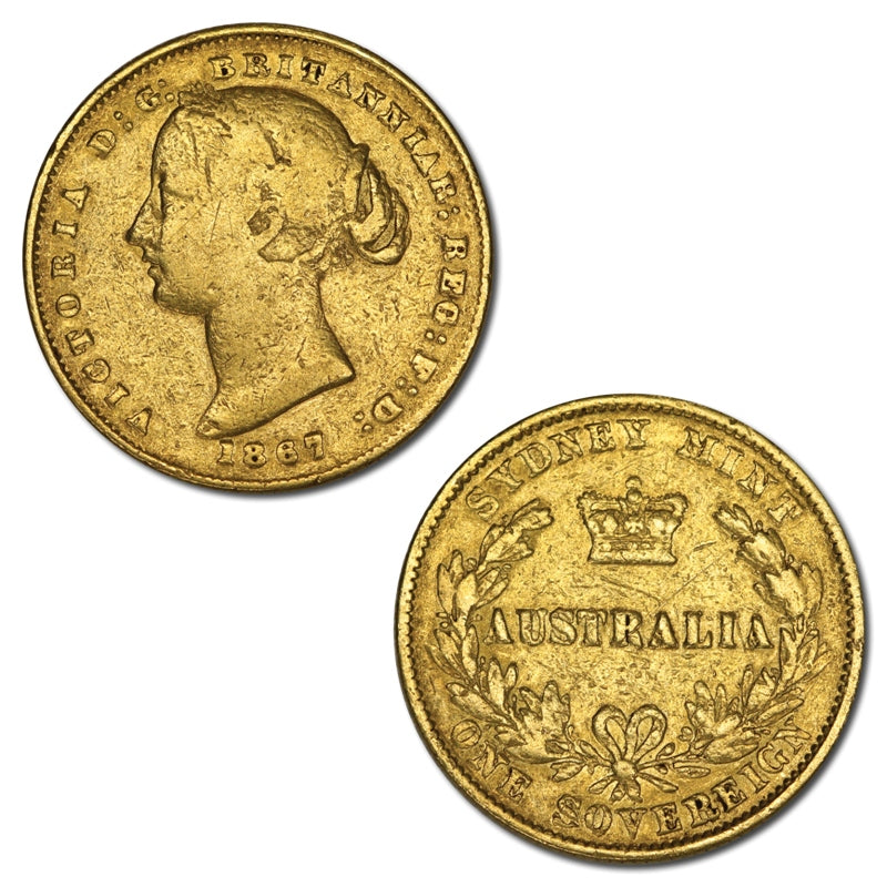 1867 Sydney Mint Gold Sovereign Type II VG