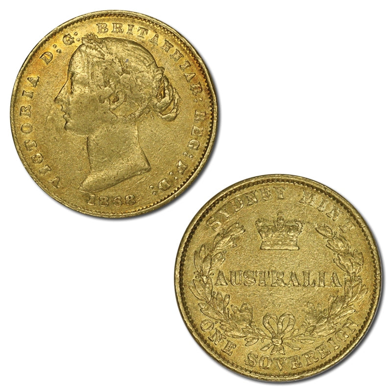1868 Sydney Mint Gold Sovereign FINE+/NVF