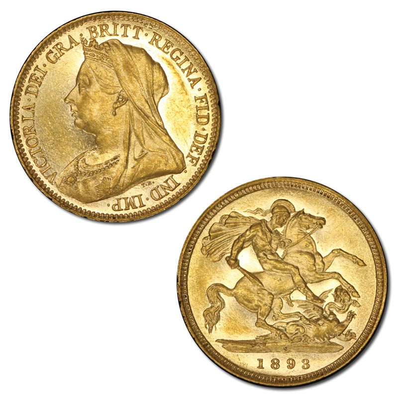 1893 Sydney Gold Half Sovereign Veiled Head Lustrous UNC