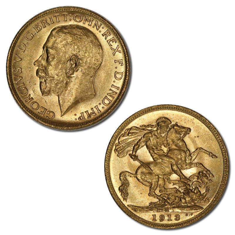 1913 Melbourne Gold Sovereign Lustrous Choice UNC