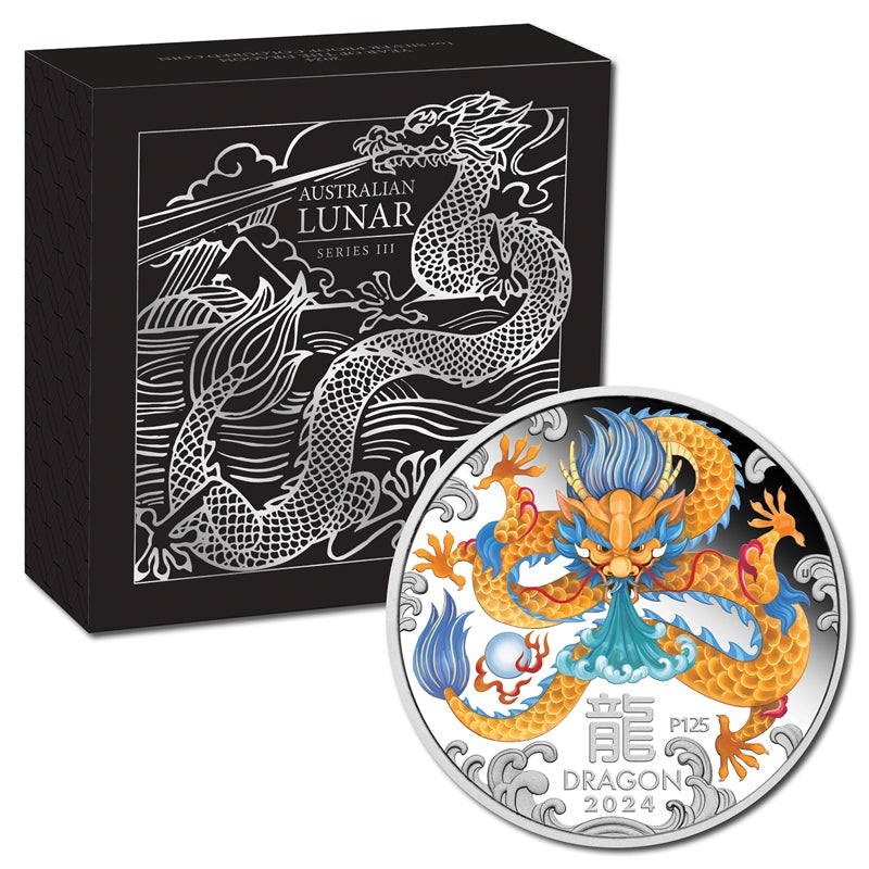 2024 Year Of The Dragon Coloured 1oz Silver Proof - LIMIT 1