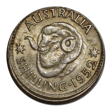 Australia 1952 Shilling Error 10% Mistrike 3mm High Rim