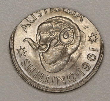 Australia 1961 Melbourne Shilling Error Curved Planchet