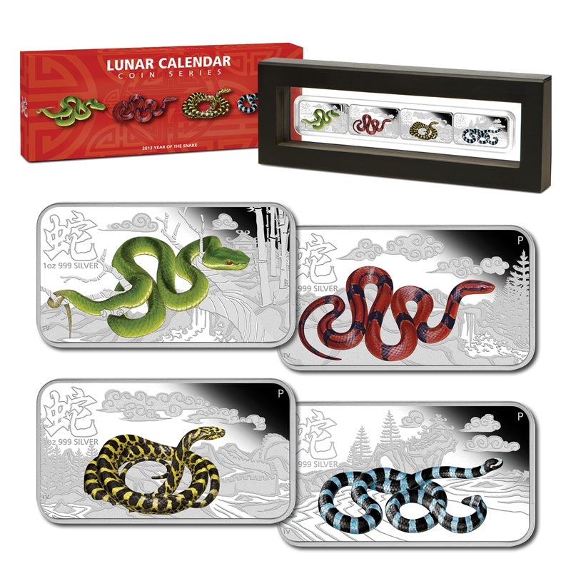 2013 Lunar Calendar Coin Series Snake 1oz Silver Four coin Set