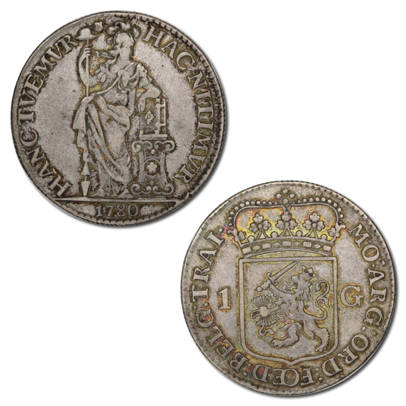 Netherlands 1780 Holland Silver 1 Gulden VF+