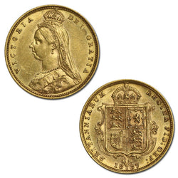 1887 Melbourne Gold Half Sovereign Lustrous UNC