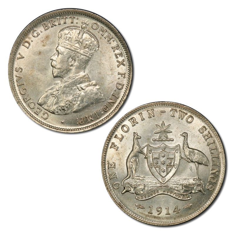 Australia 1914 Florin Lustrous UNC - Wynyard Coin Centre