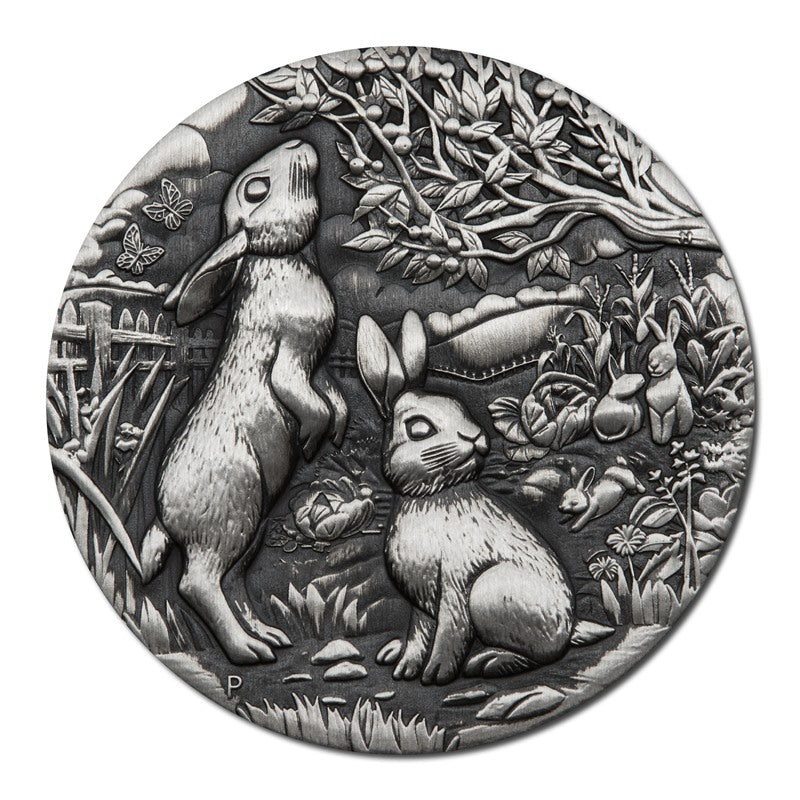 2023 Year of the Rabbit 2oz Silver Antiqued