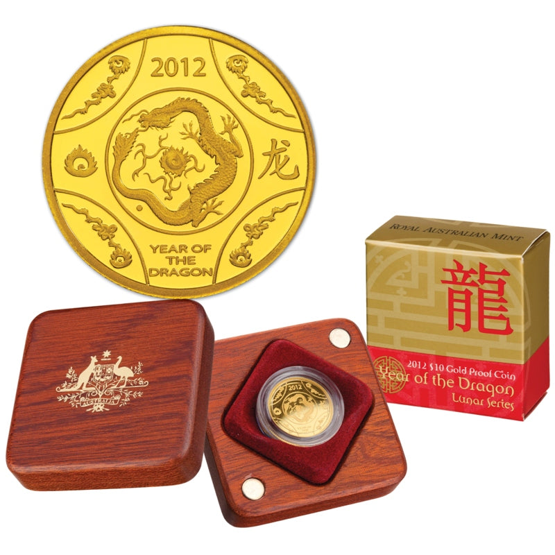$10 2012 Year of the Dragon 1/10oz Gold Proof