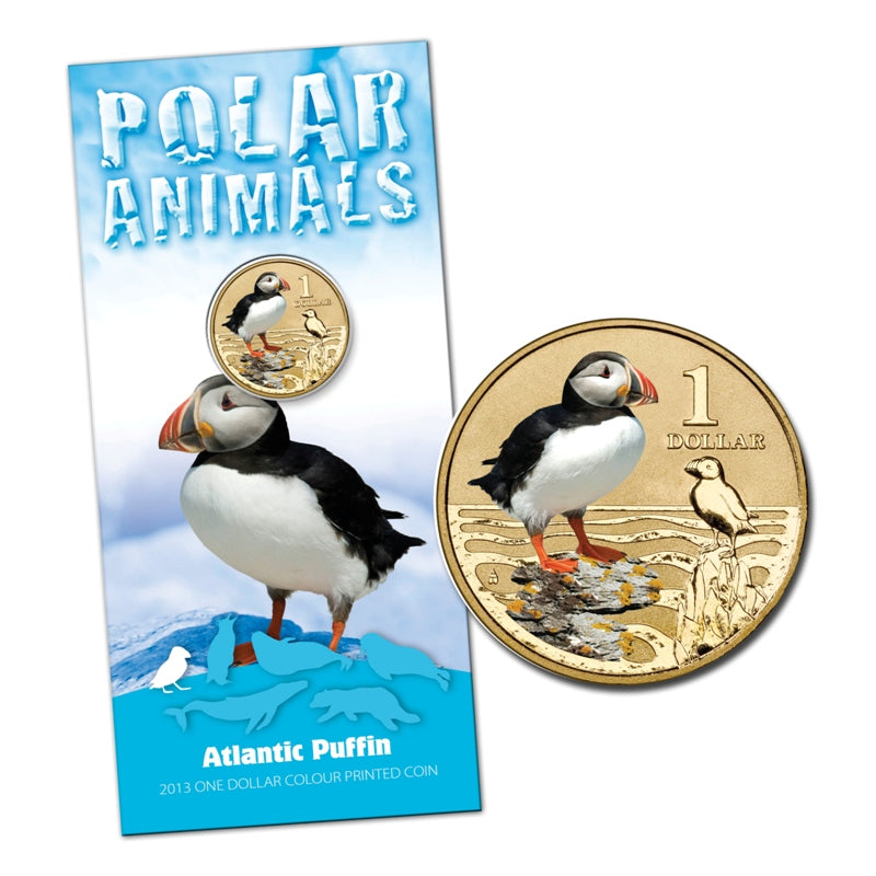 $1 2013 Polar Animals - Atlantic Puffin Coloured Al-Bronze UNC