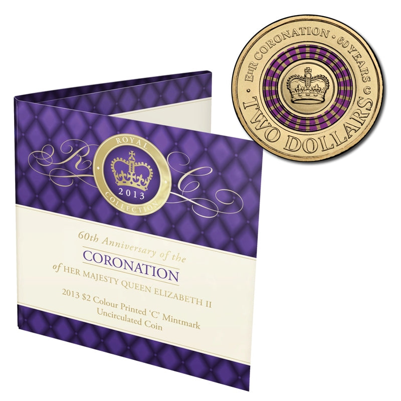 $2 2013 QEII Coronation 60th Anniversary Coloured C Mintmark UNC