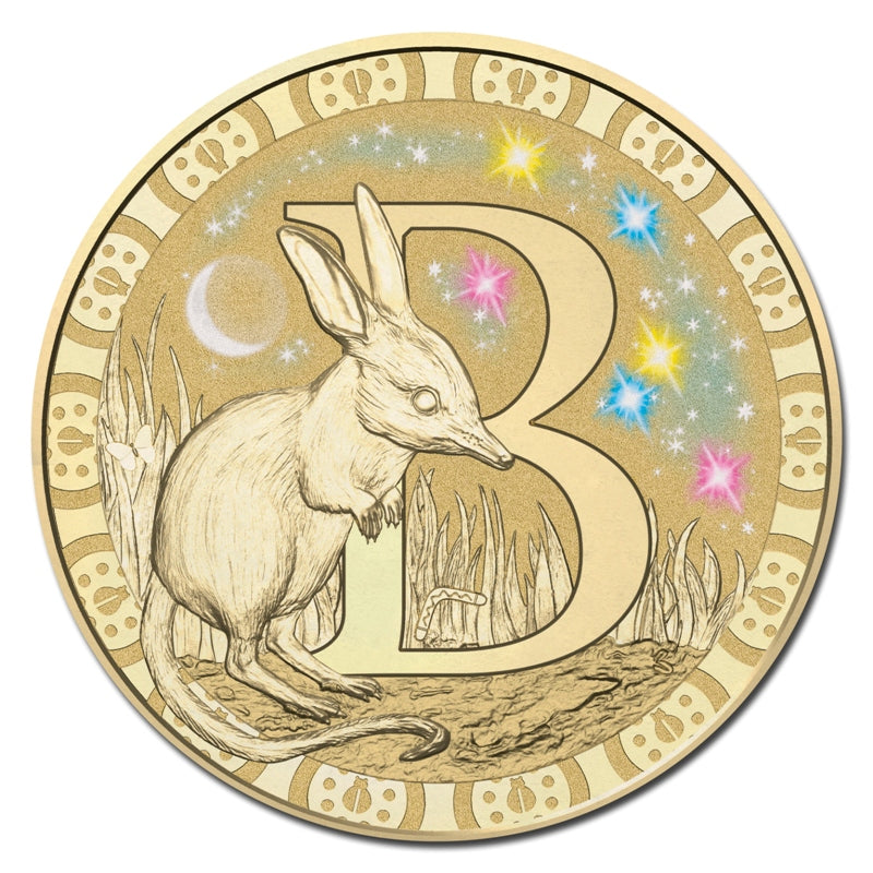 $1 2015 Coloured 'B' Alphabet Al-Bronze Coin