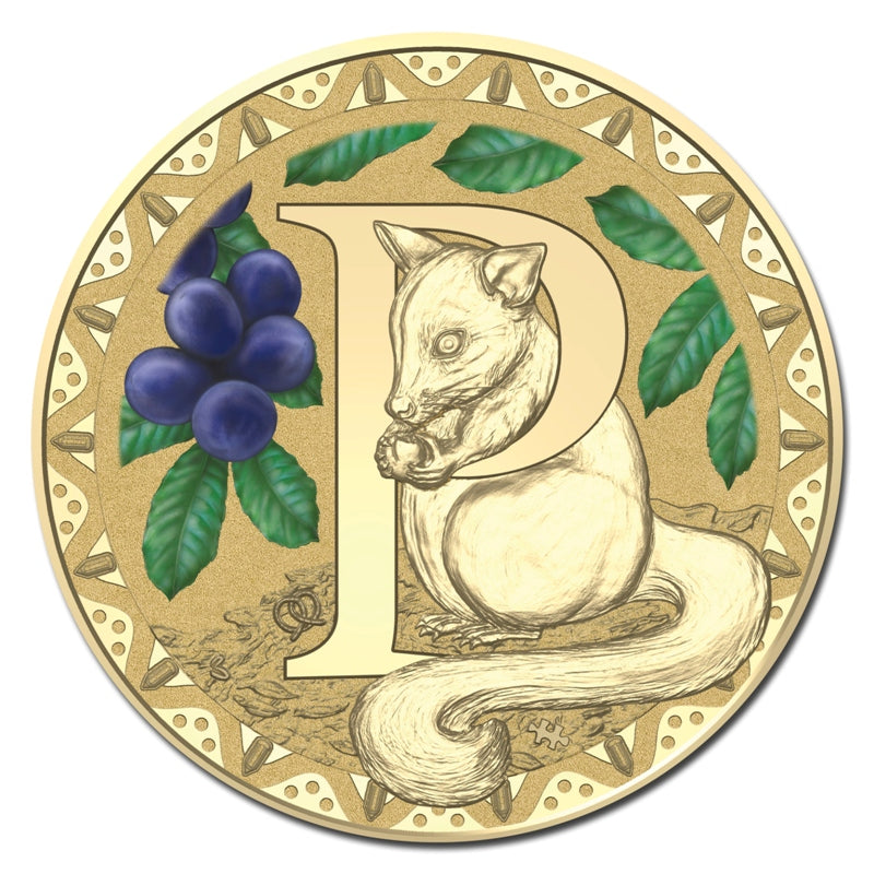 $1 2015 Coloured 'P' Alphabet Al-Bronze Coin