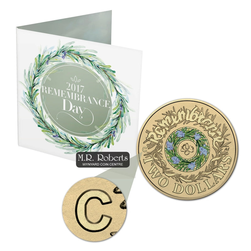 $2 2017 Remembrance Day Coloured 'C' Mintmark | $2 2017 Remembrance Day Coloured 'C' Mintmark reverse | $2 2017 Remembrance Day Coloured 'C' Mintmark obverse