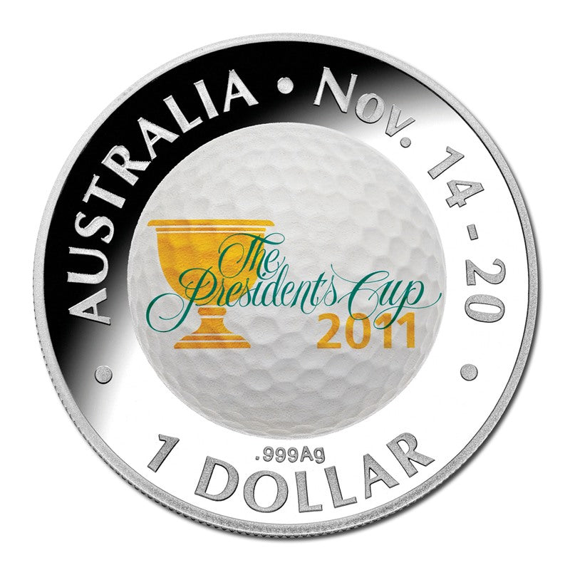 $1 2011 Presidents Cup Coloured Silver Proof