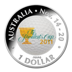 $1 2011 Presidents Cup Coloured Silver Proof