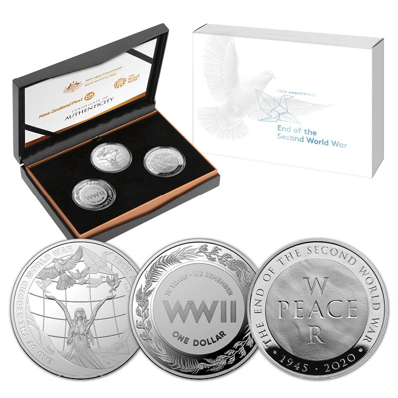 2020 75th Anniversary of the End of WWII 1oz Silver 3 Coin Proof Set