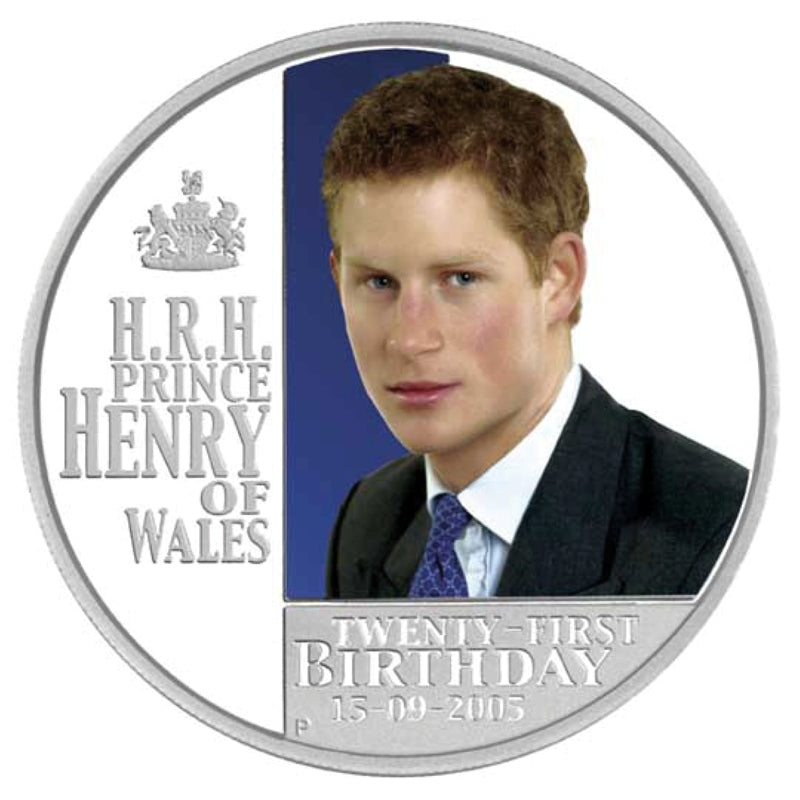 2005 Prince Henry of Wales 21st Birthday 1oz Silver