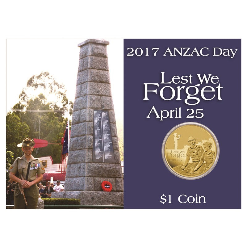 2017 $1 ANZAC Day - Lest We Forget UNC | 2017 $1 ANZAC Day - Lest We Forget UNC reverse | 2017 $1 ANZAC Day - Lest We Forget UNC obverse