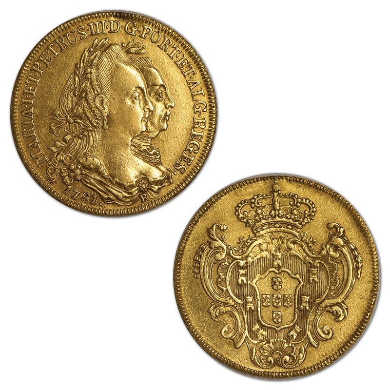 Brazil 1781R (Rio) Mary I & Peter III Gold (Half Johanna) 6400 Reis VF