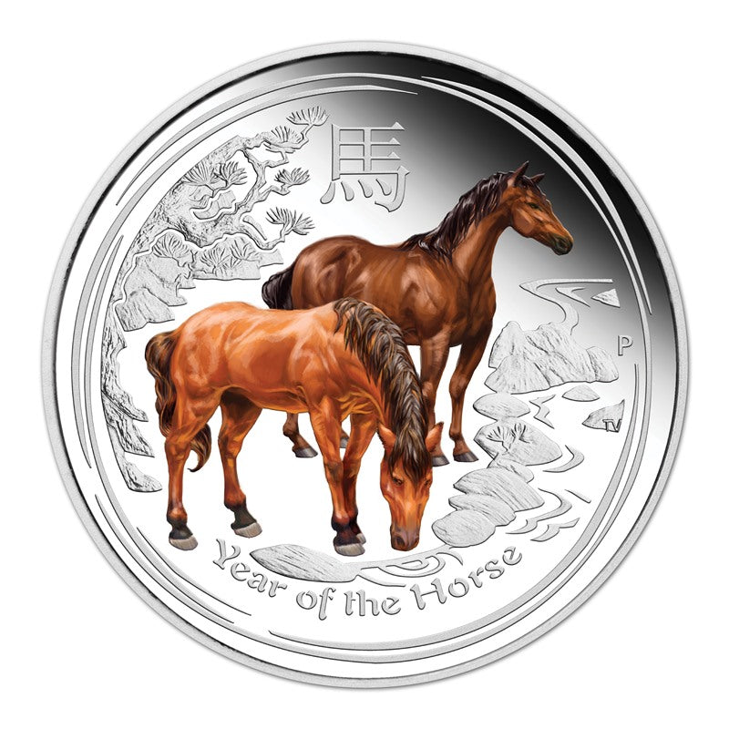 2014 Year of the Horse Coloured 1oz Silver - Wynyard Coin Centre