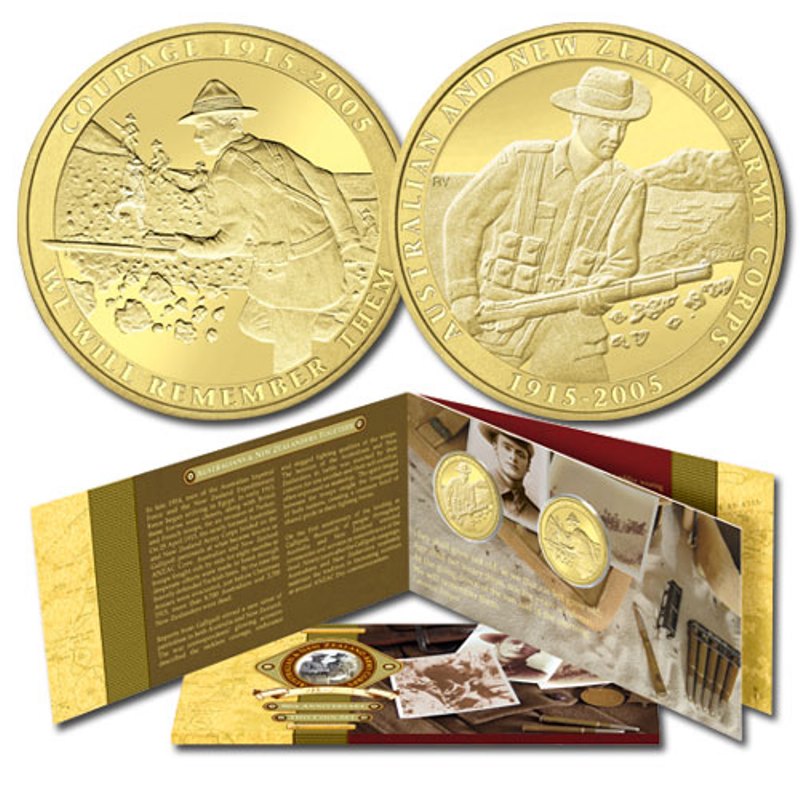 2005 ANZAC 90th Anniversary 2 Coin Set