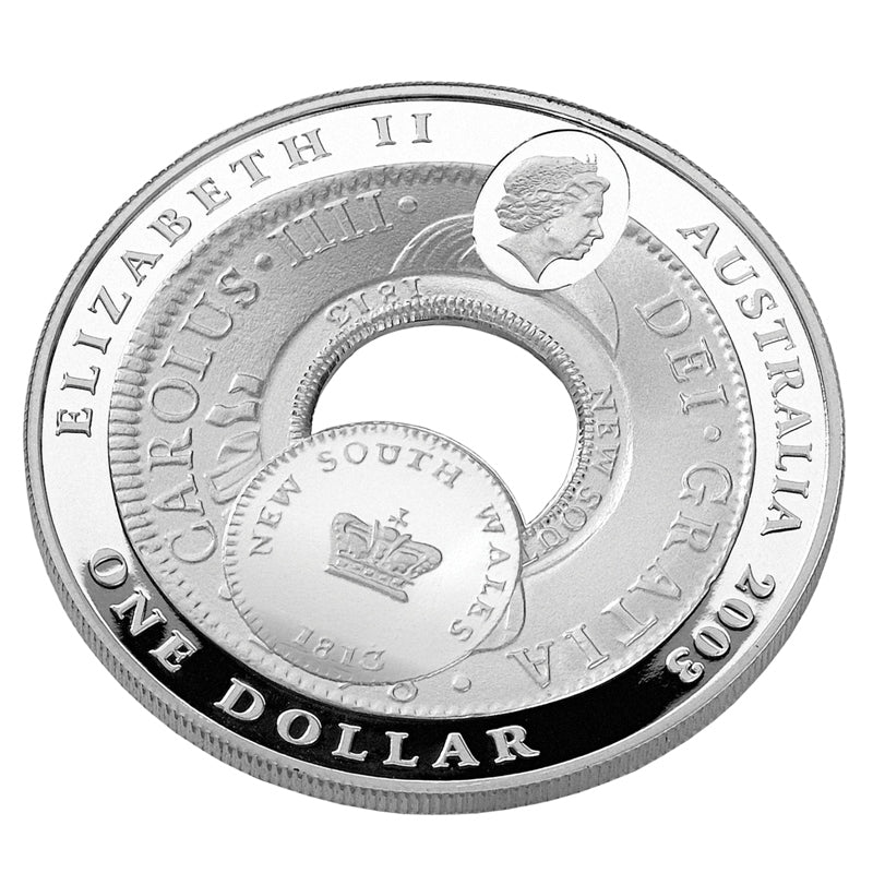 $1 Subscription 2003 Holey Dollar Silver Proof - Wynyard Coin