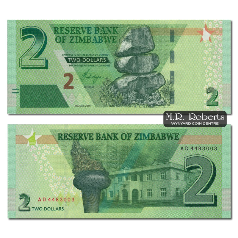 Zimbabwe 2019 2 Dollars P.New CFU