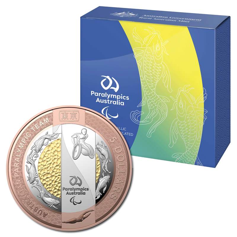 $5 2020 Paralympics Bimetallic Selectively Gold Plated Proof