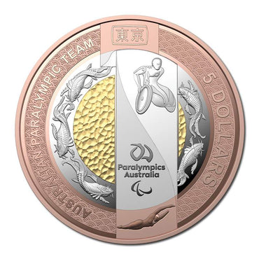 $5 2020 Paralympics Bimetallic Selectively Gold Plated Proof