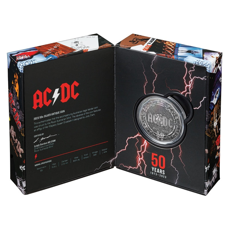 50c 2023 50th Anniversary of AC/DC Silver Antiqued Coin – M.R.Roberts ...