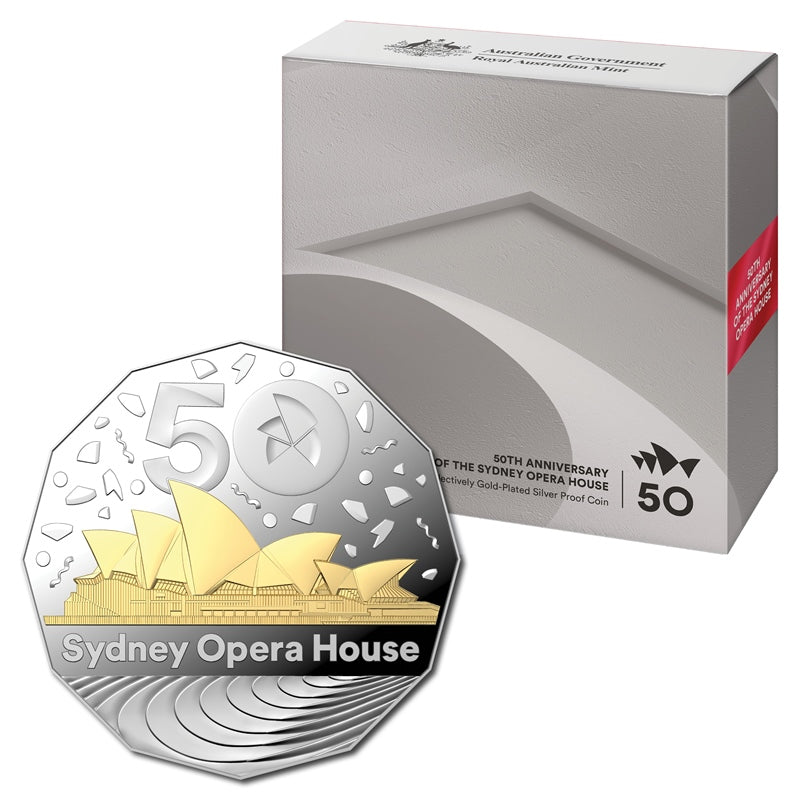 50c 2023 Sydney Opera House 50th Anniversary - Gold Plated Silver Proof