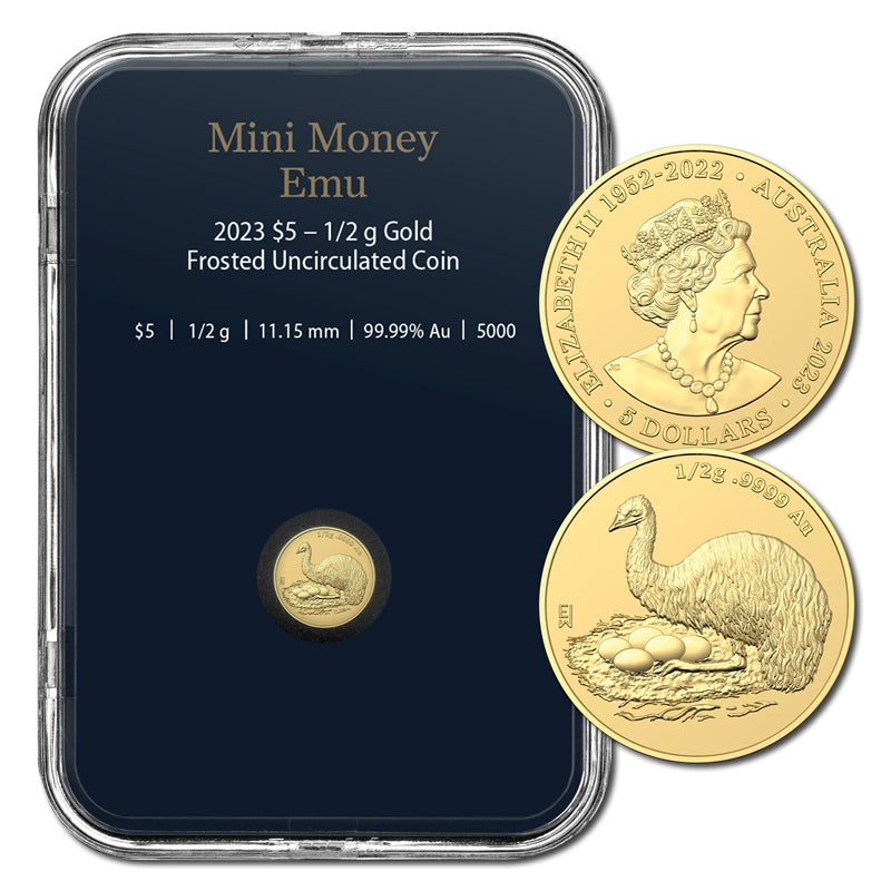 $5 2023 Mini Money Emu 0.5g Gold Frosted UNC