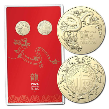 $1 2024 Year of the Dragon 2 Coin Set UNC