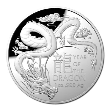 $5 2024 Year Of The Dragon 1oz Silver Proof Domed