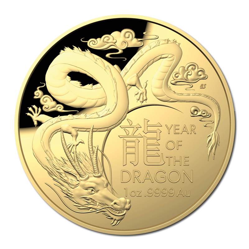 $100 2024 Year Of The Dragon 1oz Gold Proof Domed