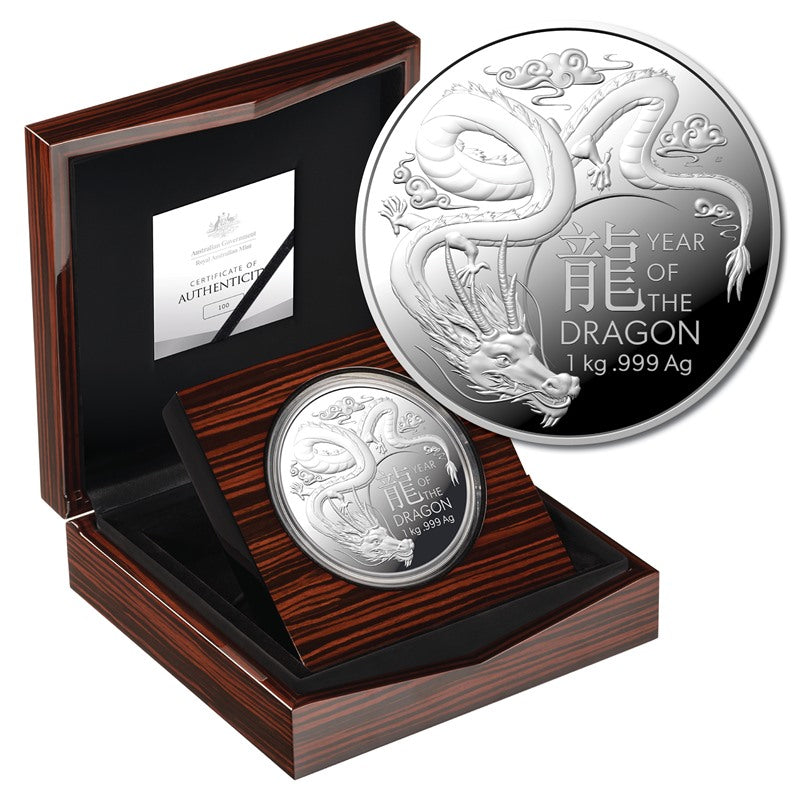 $30 2024 Year of the Dragon 1 Kilo Silver Proof