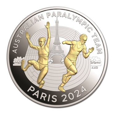 $5 2024 Australian Paralympic Team Gold Plated Silver Proof