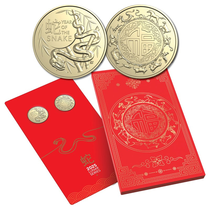 $1 2025 Year of the Snake 2 Coin Set UNC - LIMIT 5 - Delayed