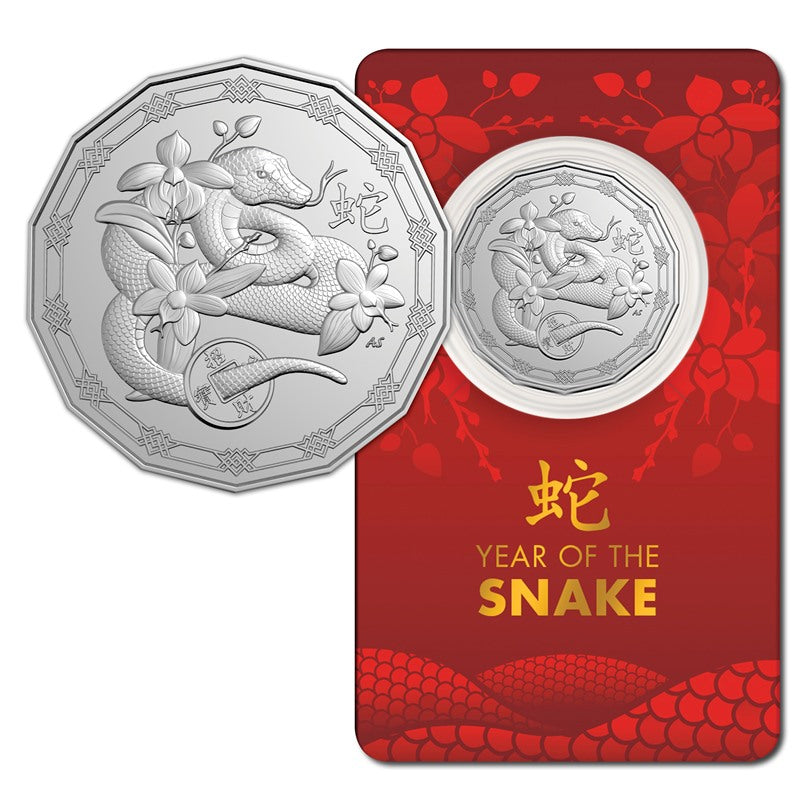 50c 2025 Year of the Snake UNC – M.R.Roberts - Wynyard Coin Centre