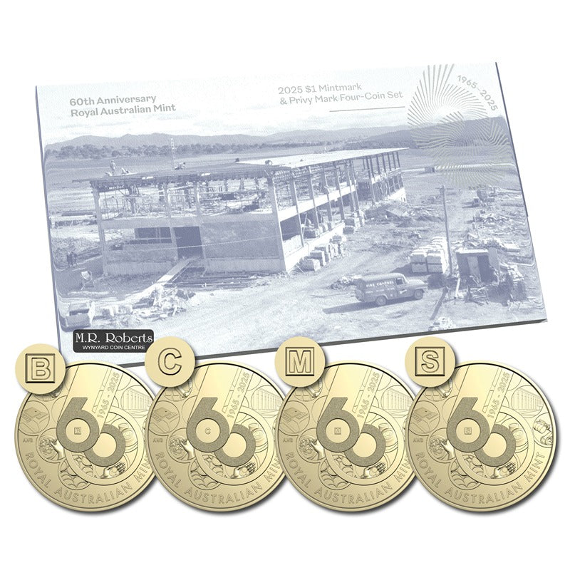 $1 2025 RAM 60th Anniversary Mintmark/Privy Mark Set – M.R.Roberts
